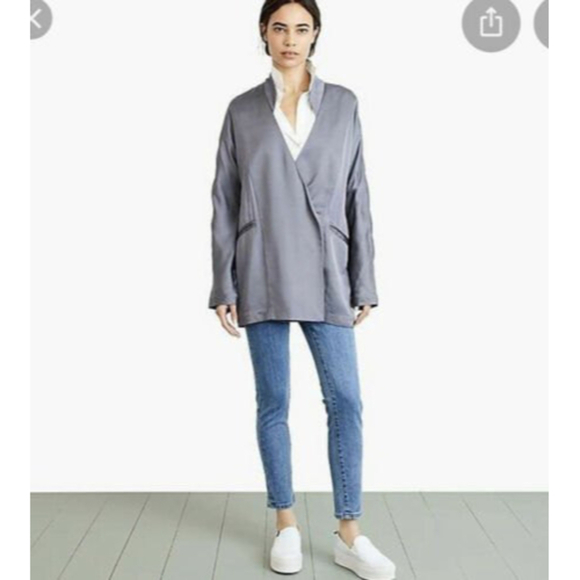 Nevereven Jackets & Blazers - NEVEREVEN satin Oversized Purple Blazer Women’s Size XS Viscose